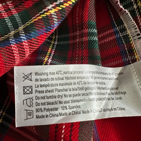 Red Tartan Plaid Micro Mini Skirt White Lace Low Rise School Girl Gothic Size M - Picture 6 of 7